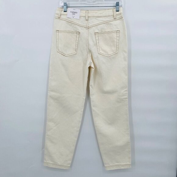 Future Collective Kahlana Brown High Rise Overlap Waist Straight Leg Jeans 0 - Picture 3 of 8